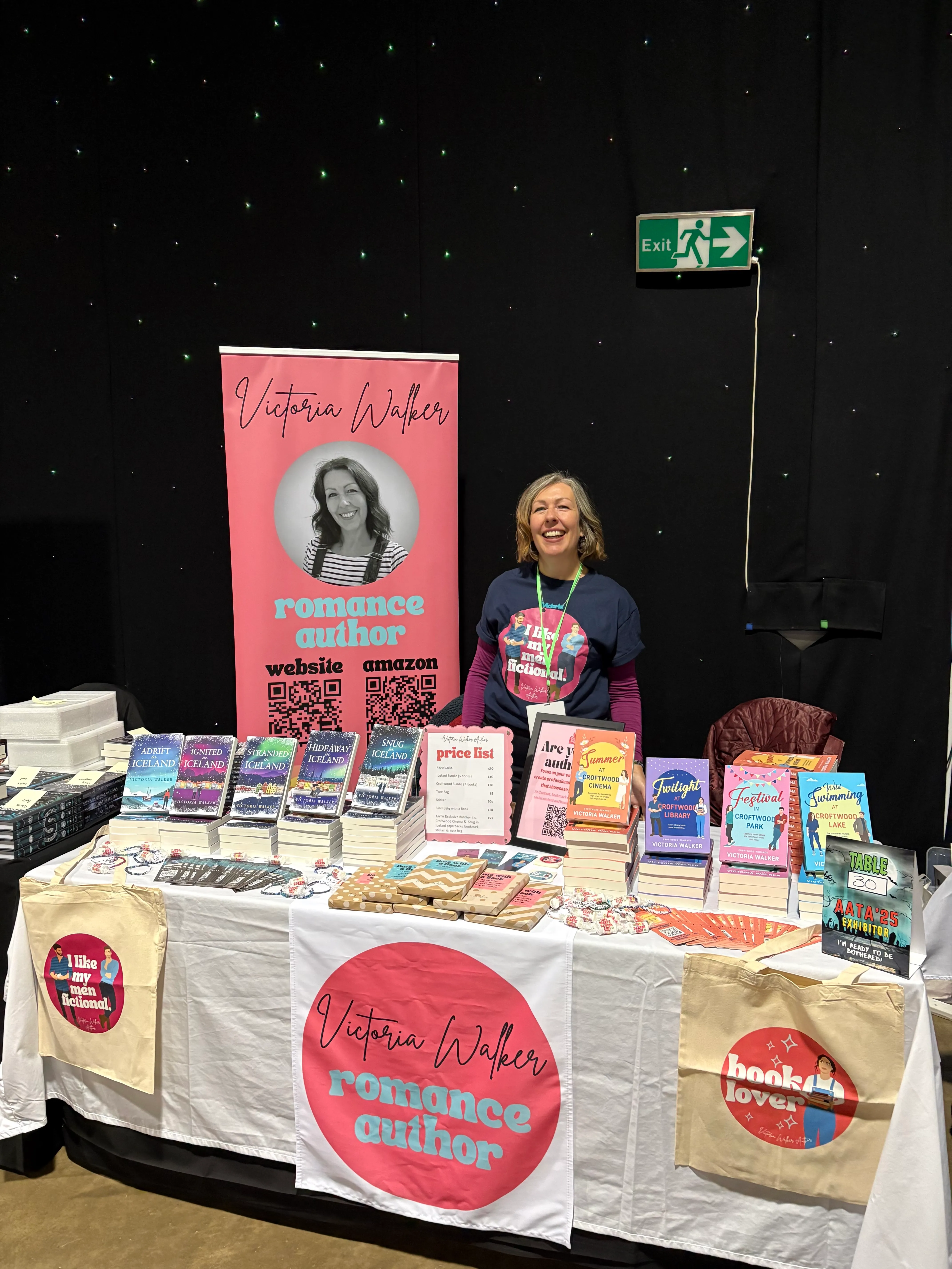 Author branding displayed at a book event